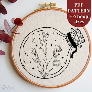 Magic Potion Embroidery PDF Pattern, Witchy Hand Embroidery Design, Witchcraft Stitching Design, Easy Needlepoint Pattern, Digital Download