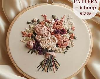 ブーケ刺繍パターン 愛の刺繍デザイン ロマンチックな刺繍パターン