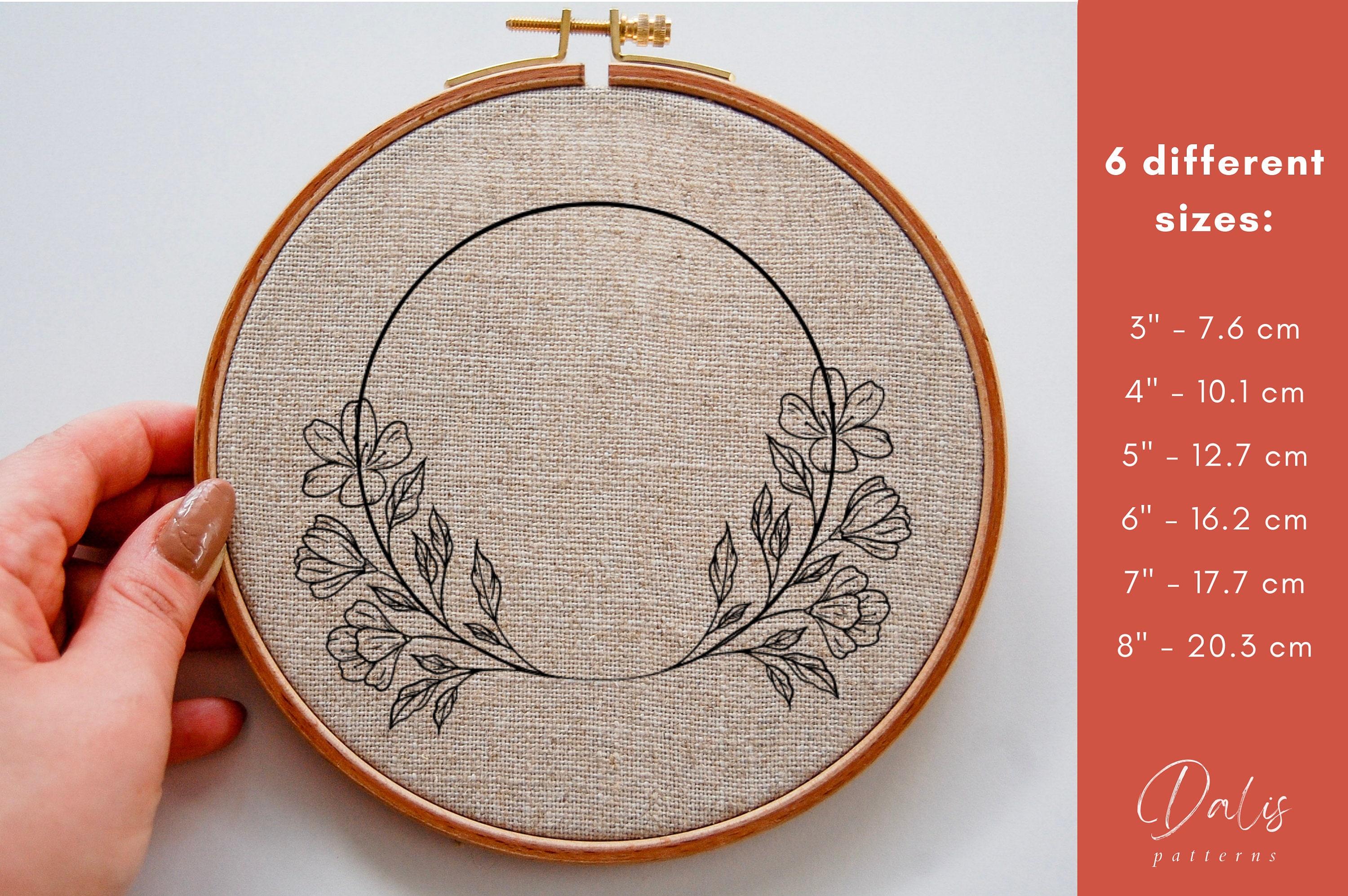 Botanical Hand Embroidery PDF Pattern File: Flowers Wreath, Needlepoint ...