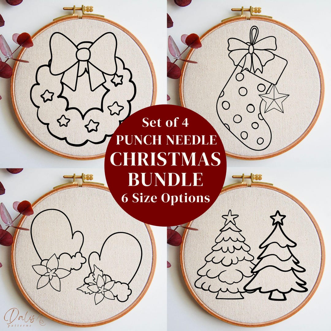 Christmas Punch Needle PDF Pattern Bundle, Digital Punch Needle ...