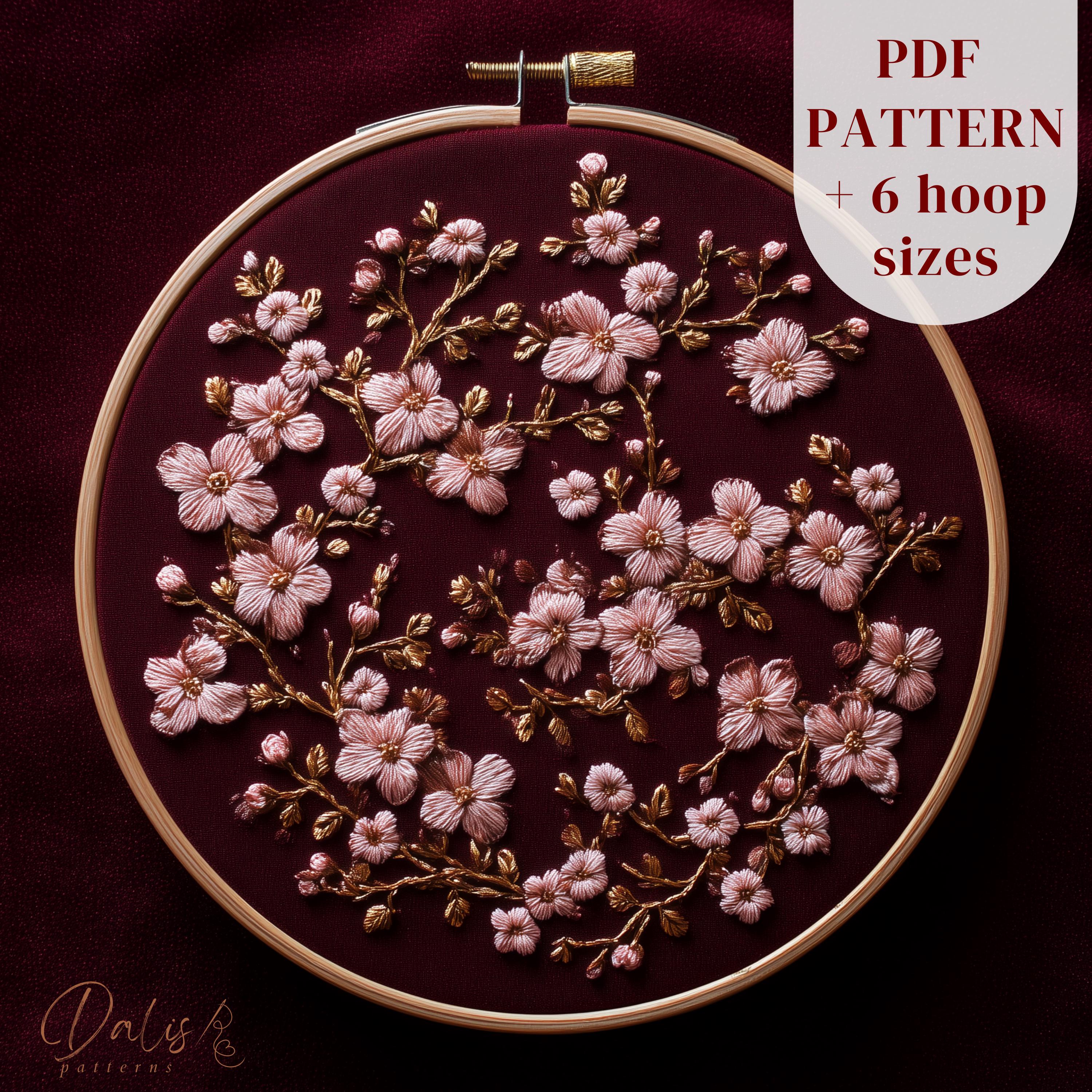Sakura Flowers Hand Embroidery Pattern - Cherry Blossom Hoop Art Design ...