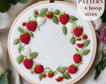 イチゴとデイジーの手刺繍パターン（PDF） - Etsy 日本