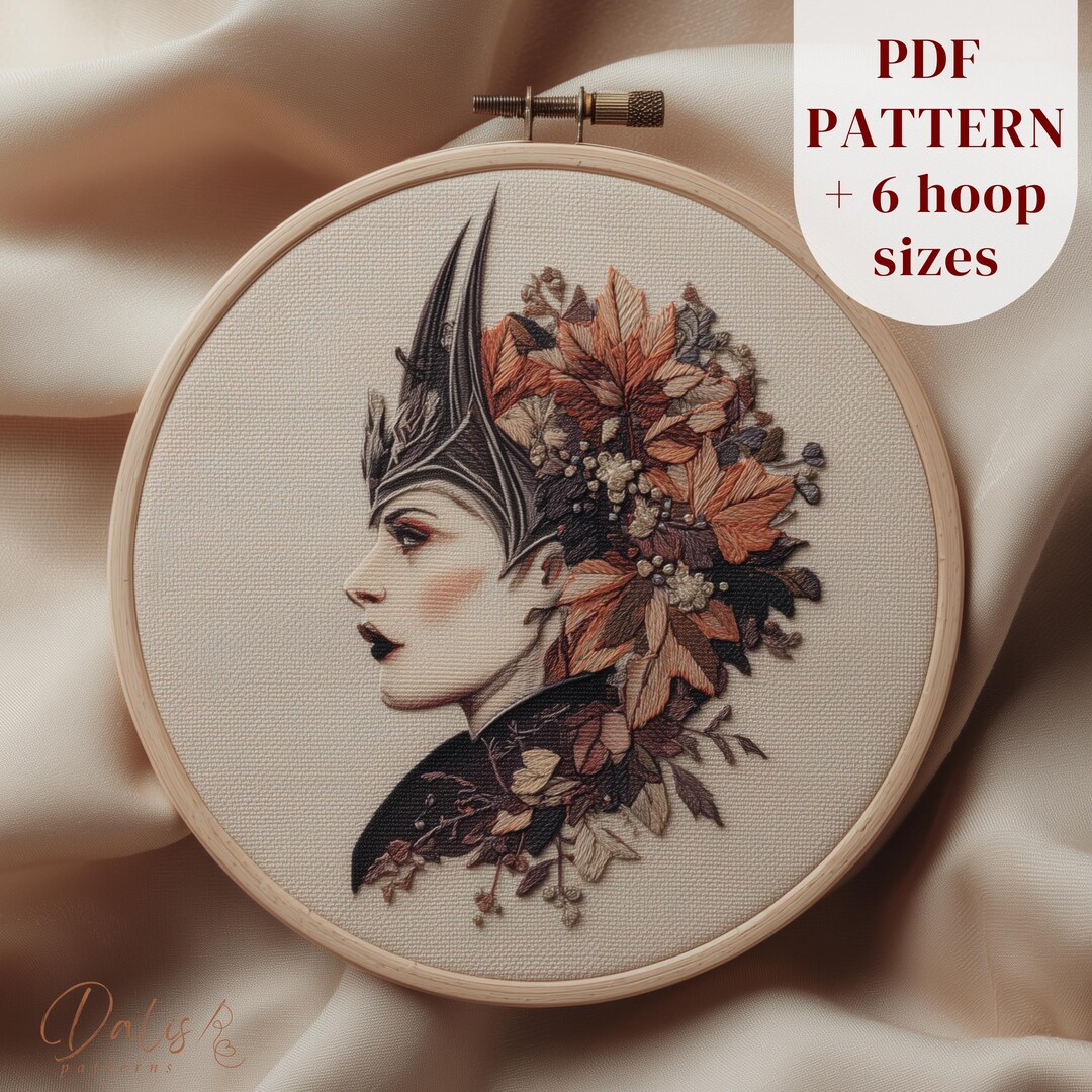 Female Vampire Embroidery Pattern, Halloween Stitching, Digital ...