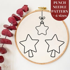Christmas Star Punch Needle Pattern, Digital Punch Needle Template, Holiday Season Needlework Embroidery Design, Handmade Christmas Decor