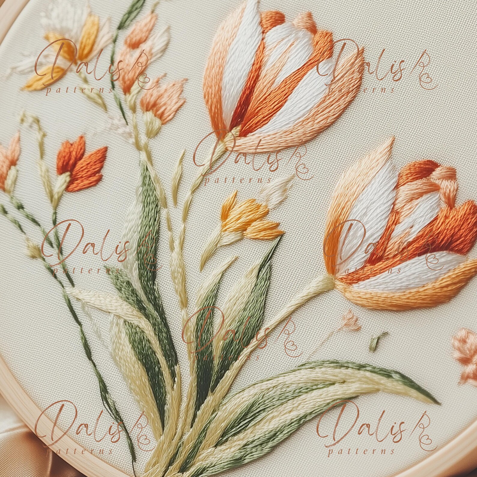 Tulips Hand Embroidery Design, Spring Flowers Embroidery PDF Pattern ...
