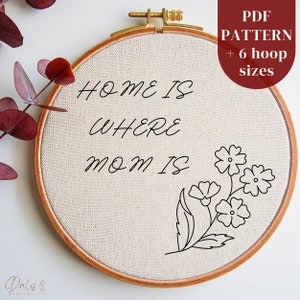 Mother Hand Embroidery PDF Pattern, Mom DIY Embroidery Art Design, Mother&#39;s Day Embroidery Craft Gift, Mother&#39;s Day Stitching Template