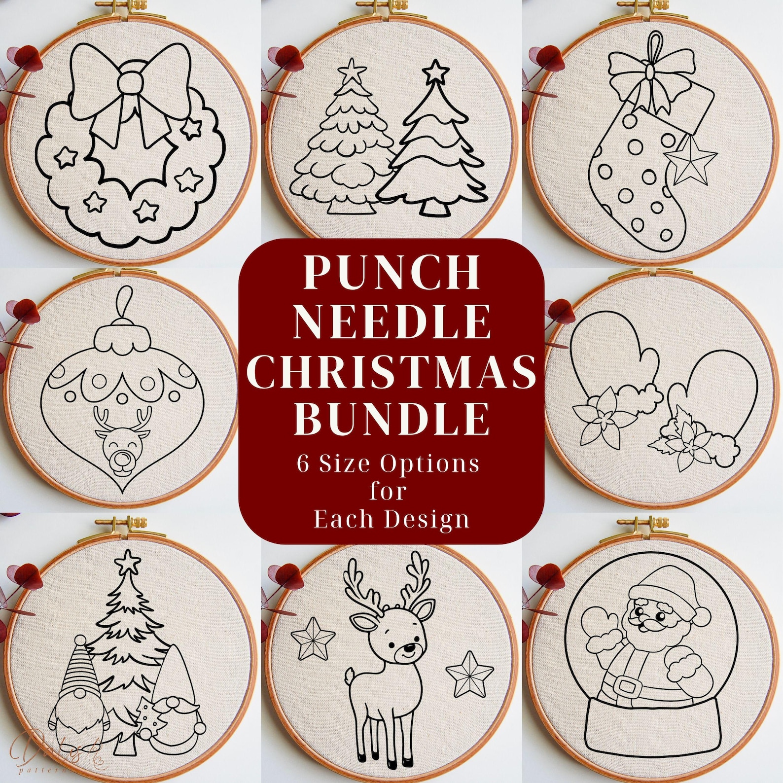 Christmas Punch Needle PDF Pattern Bundle, Digital Punch Needle ...