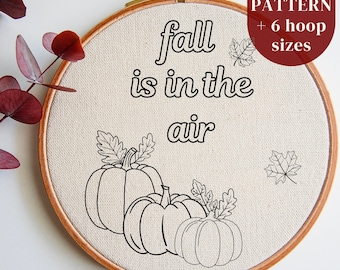 Pumpkins Hand Embroidery Pattern, Autumn Embroidery Art Design, Pumpkins Stitching Printable, DIY Autumn Craft, Digital Embroidery Download