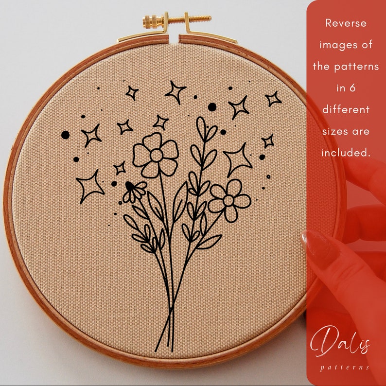 Flowers Bouquet Hand Embroidery Design, Beginner Hand Embroidery PDF ...