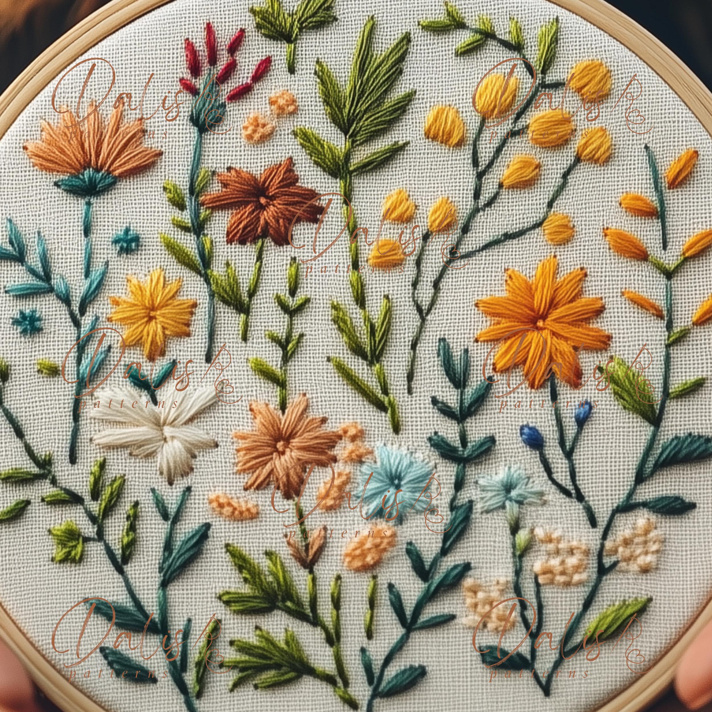 Wildflowers Hand Embroidery PDF Pattern, Beginner Embroidery Design ...