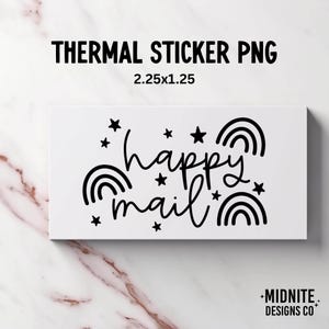 Boho Happy Mail Aufkleber - Regenbogen Thermodrucker PNG Datei - Happy Mail Verpackung Thermoetikettenaufkleber PNG