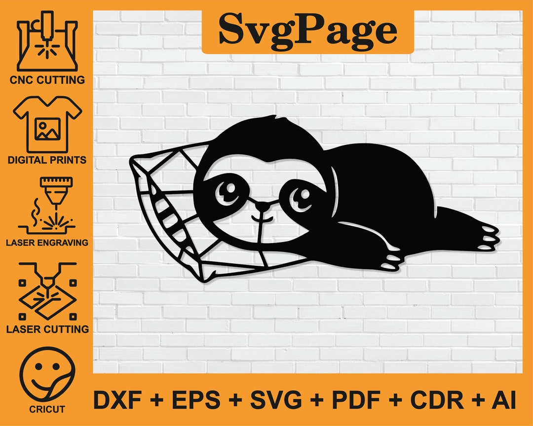 Baby Sloth Laser Cut Svg Dxf Png Files Wall Art Sticker Glowforge ...