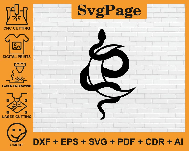 Snake Moon Dxf Laser Cut Svg Png Files Wall Art Sticker Glowforge ...