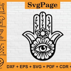 Hamsa Mandala Yoga Chakra Meditation laser cut svg dxf png files wall art sticker glowforge template cnc cutting digital vector download