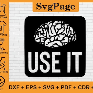 Brain Use It dxf svg レーザーカット png pdf ファイル ウォールアート ステッカー glowforge テンプレート cnc 切断 デジタル ベクトル インスタントダウンロード