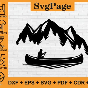 Lake Mountain corte láser svg dxf archivos pared arte pegatina Glowforge silueta plantilla cnc corte vector digital descarga instantánea