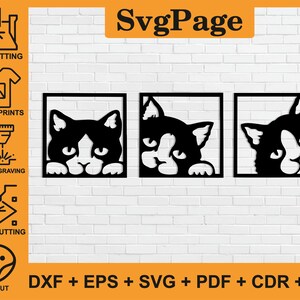 Cat Kitten Love laser cut svg dxf png files wall art decal sticker glowforge silhouette template cnc cutting router digital instant download