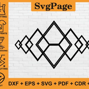 Geometric Art laser cut svg dxf png files wall art sticker glowforge silhouette template cnc cutting digital vector instant download