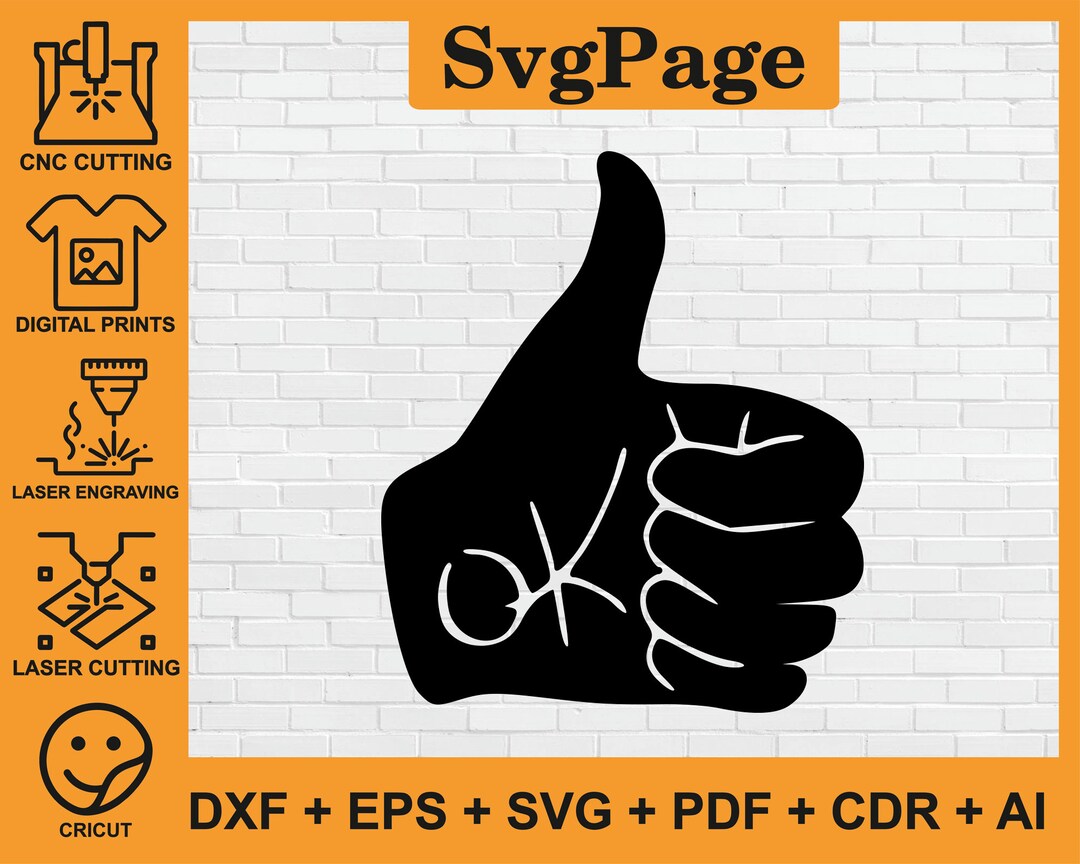 Okay Sign Gesture Laser Cut Svg Dxf Png Files Wall Art Sticker ...