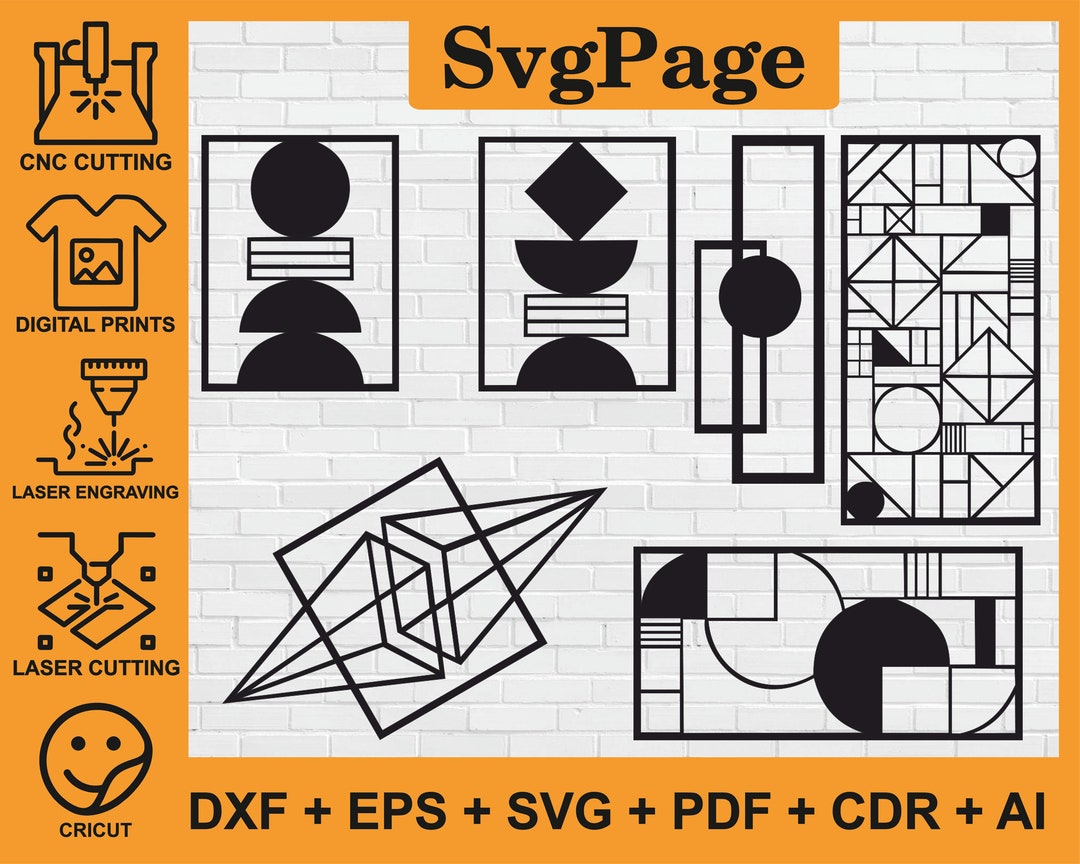 Modern Art Decor Laser Cut Svg Dxf Files Wall Art Sticker Glowforge ...