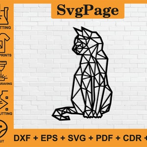 Cat dxf Animal svg laser cut png files wall art decal sticker glowforge silhouette template cnc cutting router digital instant download