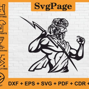 Zeus dxf laser cut Greek Mythology svg dxf png files wall art sticker glowforge engraving silhouette cnc cutting digital instant download