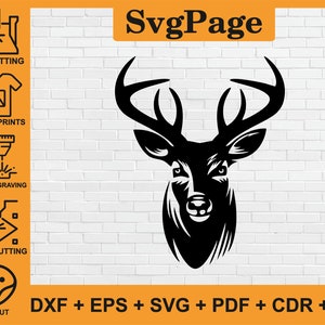 Deer laser cut svg dxf png files wall art sticker glowforge engraving silhouette template cnc cutting router digital vector instant download