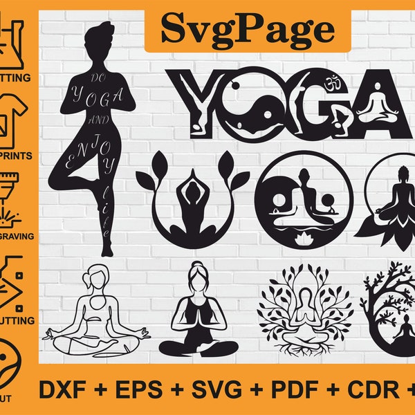 Yoga Chakra Meditation laser cut svg dxf png files wall art sticker glowforge template cnc cutting digital vector instant download