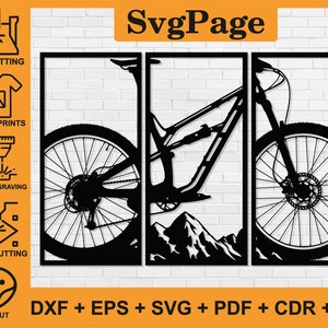 Fahrrad Laser geschnitten svg pdf dxf ai Dateien Wandkunst Aufkleber glowforge Kontur Vorlage CNC-Schneidfräser digitaler Sofort-Download