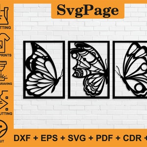 蝶 dxf 花柄 svg レーザーカット png pdf ファイル ウォールアート ステッカー glowforge テンプレート cnc 切断 デジタル ベクトル インスタント ダウンロード