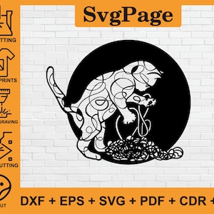 Cat Kitten Love laser cut svg dxf png files wall art decal sticker glowforge silhouette template cnc cutting router digital instant download