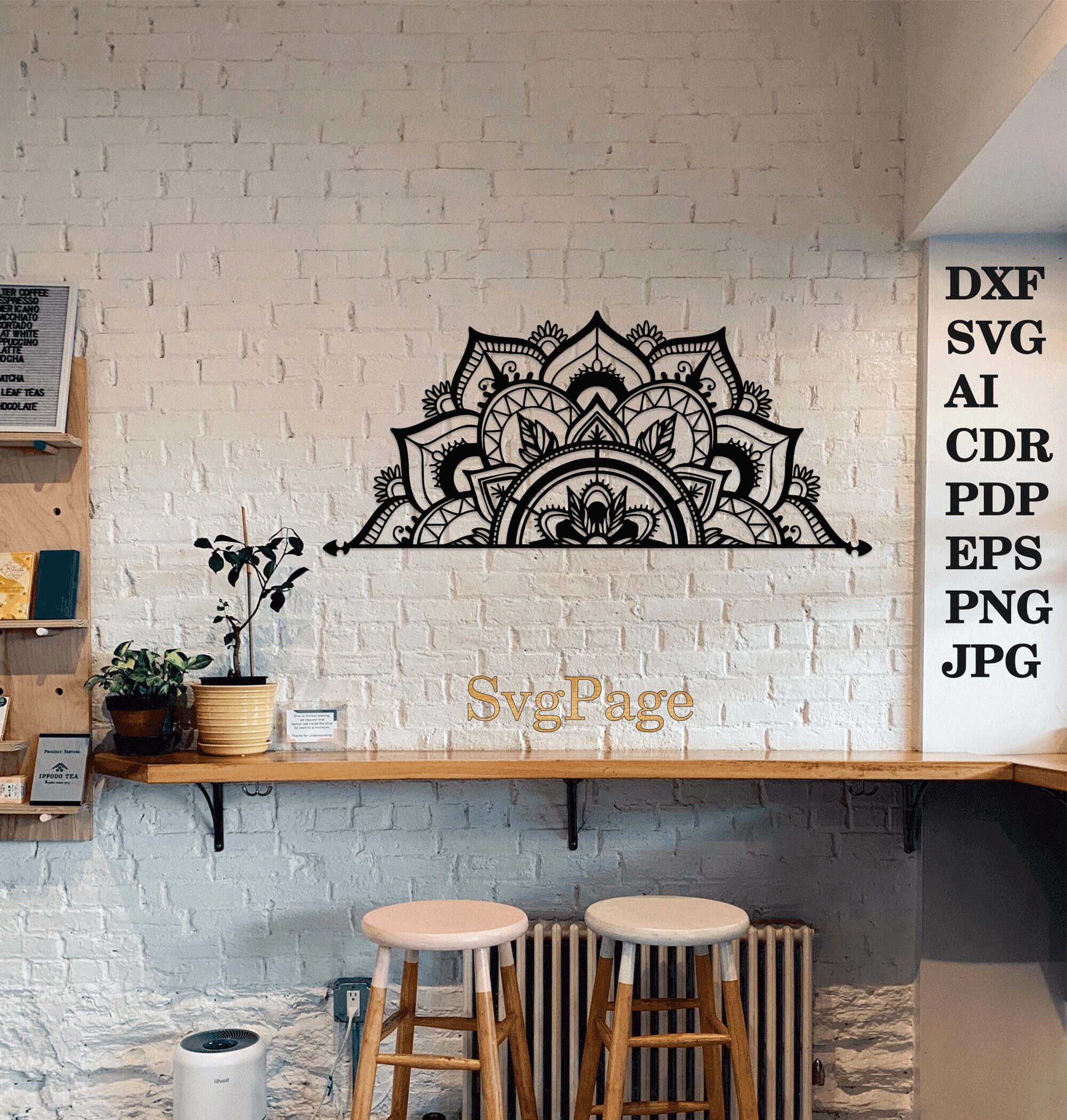 Mandala Lotus Laser Cut Svg Dxf Png Files Wall Art Sticker Glowforge ...