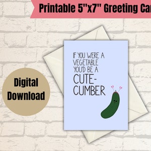 Carte de voeux imprimable Joyeuse Saint-Valentin, jour le plus doux, anniversaire, vous êtes mignon, je pense à vous, humour idiot, jeux de mots rigolos