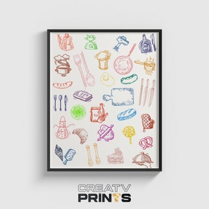 Kitchen Art Print: Colorful Food Illustration (Digital Download)
