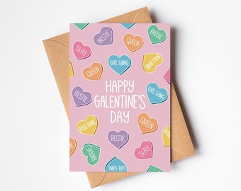 Tarjeta de felicitación para amigas por el Día de las Amigas / Tarjeta bonita para el Día de las Amigas y San Valentín / Tarjeta anti-San Valentín