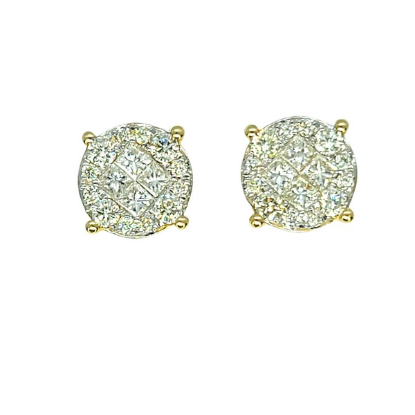 14kt Yellow Gold 1.10ct Diamond Screwback Earrings - Invisible Setting