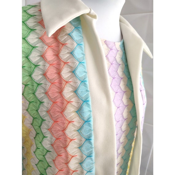Vintage 60s Sears Fashions Set Rainbow Knit Cardi… - image 6