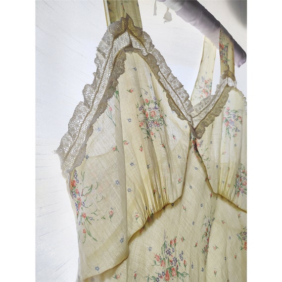 Vintage 30s 40s Sheer Cotton Bias Dress Rare Maxi… - image 3