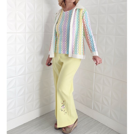 Vintage 60s Sears Fashions Set Rainbow Knit Cardi… - image 2