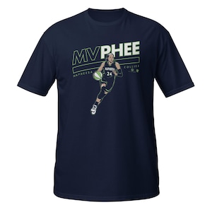 May include: A navy blue t-shirt with a white graphic of a basketball player dribbling the ball. The graphic includes the text "MVPHEE", "NAPHEESA", "COLLIER", and the number "24".