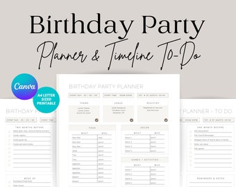 Birthday Party Planner & Timeline to-do