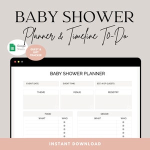 Baby Shower Planner & Timeline To-Do | Guest List, RSVP Tracker, Gift Log + Pre-Filled Inspiration Template