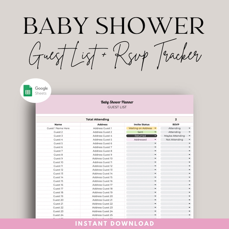 Baby Shower Planner & Timeline To-Do Plus, Guest List, RSVP, and Gift Tracker image 4