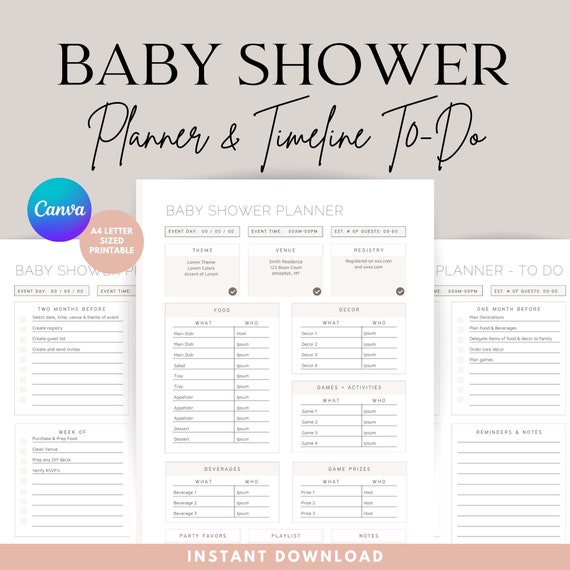 Baby Shower Planner | Printable Checklist & Timeline (PDF)