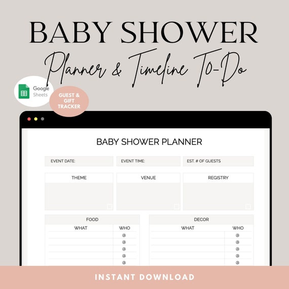 Baby Shower Planner & Timeline To-Do | Guest List, RSVP Tracker, Gift Log + Pre-Filled Inspiration Template