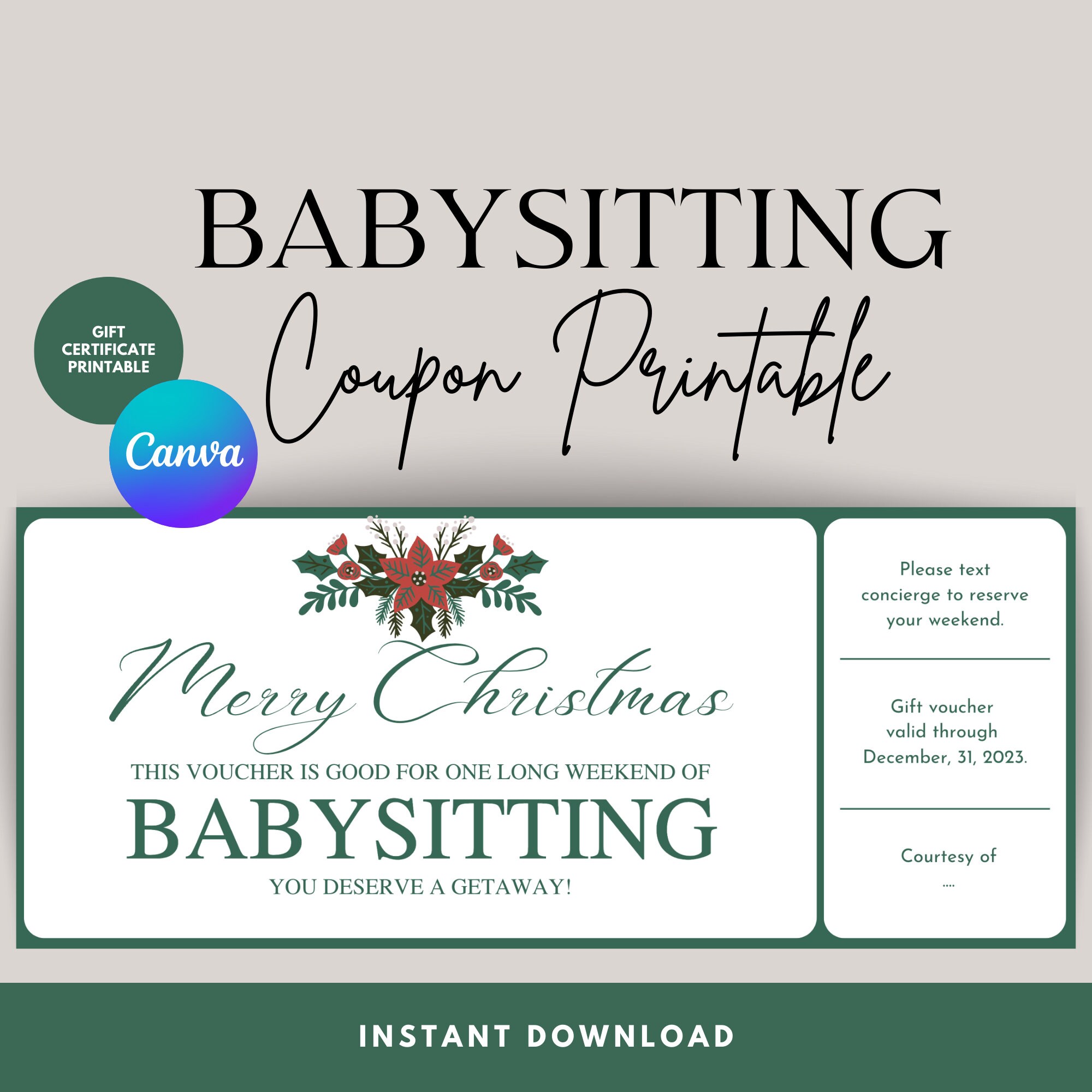 Babysitting Gift Certificate Personalize Printable Gift Etsy Babysitting Gift Certificate Personalize Printable Gift Etsy