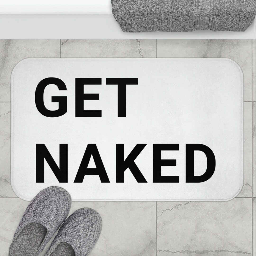 Get Naked Bath Mat Funny Bathroom Rug Fun Bath Mat Etsy