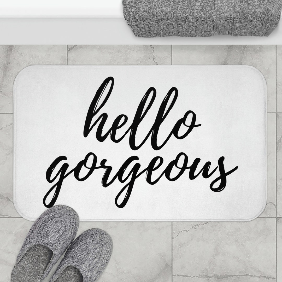 Hello Bath Mat Cute Bath Mats, Cute Bathroom Decor, Funny