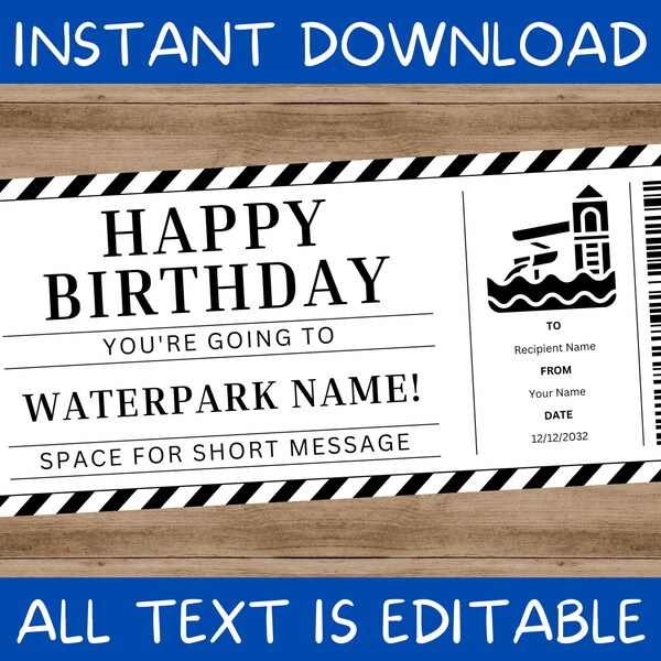 Waterpark Ticket Printable - Etsy
