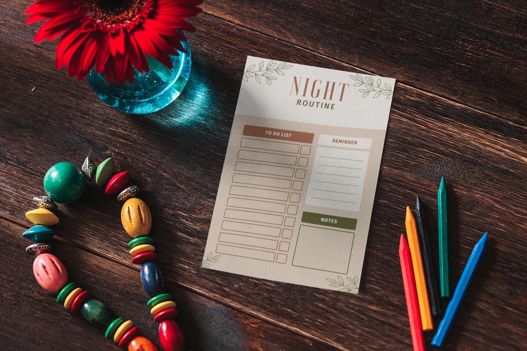 Night Task List Night Routine Checklist Page, Instant Digital Download, Minimalistic ...